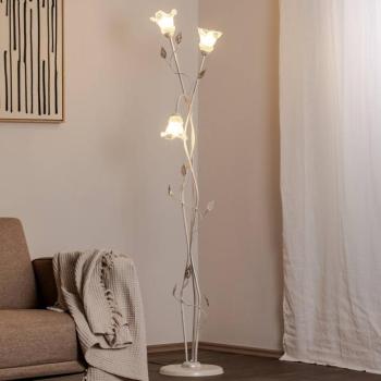 Lancia állólámpa, elefántcsont színű, 3 lámpás, vas, üveg kép