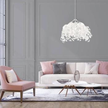 Leavy függőlámpa, króm/fehér, Ø 38 cm, műanyag kép