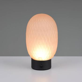 LED akkumulátoros asztali világítás Facette, borostyán, USB, üveg kép