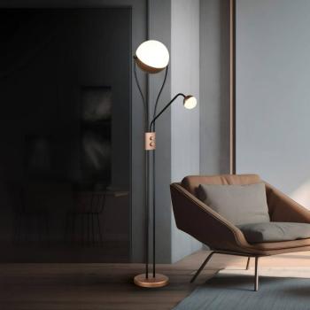 LED álló világítás Chris,, coffee, fém, olvasólámpa, fényerőszabályozó kép