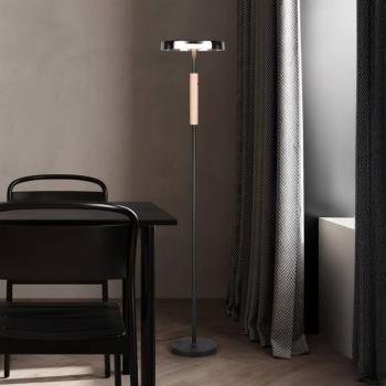 LED állólámpa Celeste króm/fa 160 cm üveg/metál Touchdim kép