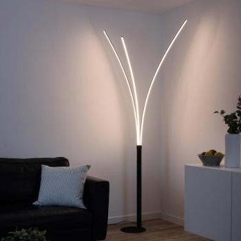 LED állólámpa Maja, háromfényű fekete kép
