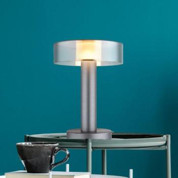 LED asztali lámpa Grant, magasság 31 cm, füstszürke, fém kép