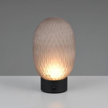LED asztali világítás Facette, füstszürke, USB, üveg kép