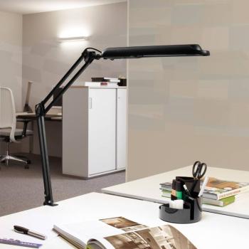LED asztali világítás MAULatlantic, fekete, magasság 38 cm, bilincses talppal kép