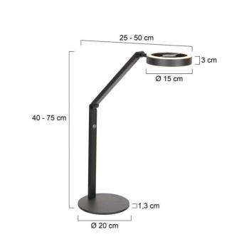LED asztali világítás Ringlux, fekete, fém, állítható kép