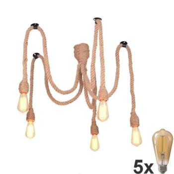  LED Csillár zsinóron ROPE CASA 5xE27/10W/230V pók  kép