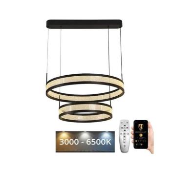  LED dimmelhető csillár zsinóron LED/70W/230V fekete + távirányítás  kép