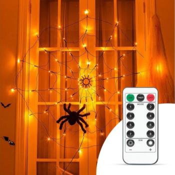  LED Díszlánc HALLOWEEN LED/5V/8 funkciós pókháló + távirányító  kép