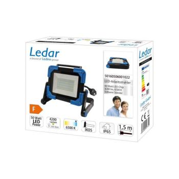 LED építési reflektor Ledar 6,500 K 120° fekete 50 W kép