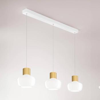 LED-es függőfény mozi, 3 lámpás, hosszúkás, fehér, üveg kép