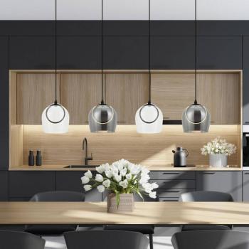 LED-es függőlámpa 23082, 4-lámpás, üveg, hossza 105 cm kép