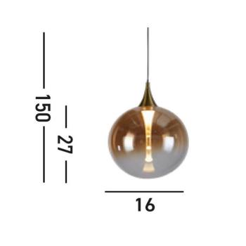 LED-es függőlámpa Alchemy, 1-lámpás, fekete, borostyán, üveg kép