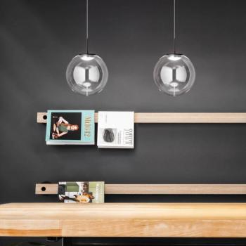 LED-es függőlámpa Ariel, 1-lámpás, Ø 25cm, üveg, fényerőszabályzó, CCT kép
