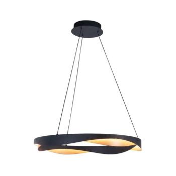 LED-es függőlámpa Ascoli, Ø 64 cm, fekete/arany, fém, halványított fényerejű kép