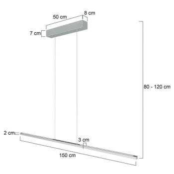 LED-es függőlámpa Bande, 155 cm, fel/le, acél, CCT, fényerőszabályzó kép