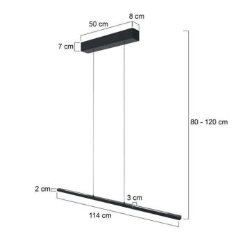 LED-es függőlámpa Bande, fel/le, fekete, 120 cm, CCT, fényerőszabályzóval kép