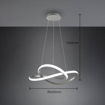 LED-es függőlámpa Course, matt nikkel, 4000 K, Ø 60 cm, fém kép
