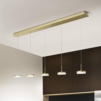 LED-es függőlámpa Dunk, sárgaréz, 5 lámpás, 3000 K, fém kép
