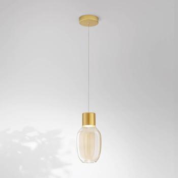 LED-es függőlámpa Lapo, 1 lámpás, konyak színű, Ø 16cm, üveg kép