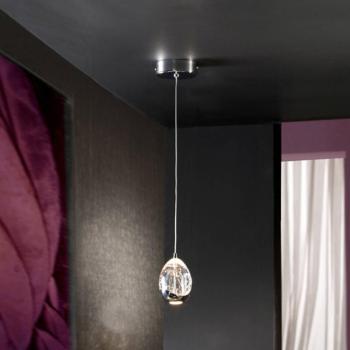 LED-es függőlámpa Rocio, 1-fényű, fém, üveg, króm kép