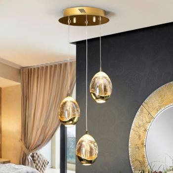 LED-es függőlámpa Rocio 3-lámpás, fém, üveg, arany kép