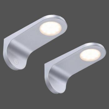 LED-es szekrény alatti lámpa Amon, ezüst, 15 cm hosszú, 2 darabos szett, kép