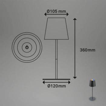 LED-es újratölthető asztali lámpa 7507015, antracit RGBW IP44 érintésvezérlésű kép