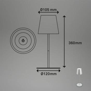 LED-es újratölthető asztali lámpa 7508014 matt króm 2,700 K IP44 Touchdim kép