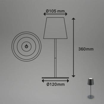 LED-es újratölthető asztali lámpa 7508015, antracit 2,700 K IP44 Touchdim kép