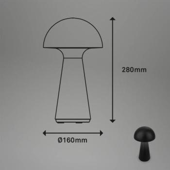 LED-es újratölthető asztali lámpa Fungo, újratölthető, fekete kép