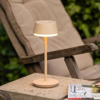 LED-es újratölthető asztali lámpa Lyon, homokszínű, IP54, kép