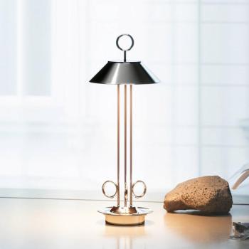 LED-es újratölthető asztali lámpa Nudiderot, króm, alumínium, IP54, kép