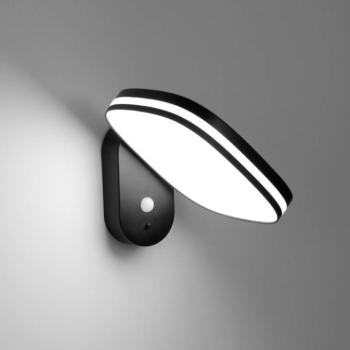 LED-es újratölthető napelemes fali lámpa Chicago, fekete, érzékelővel kép