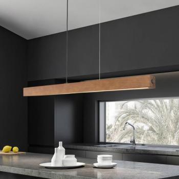 LED fa függőlámpa Teo, diófa, 126 cm, érintésérzékeny dimmer kép