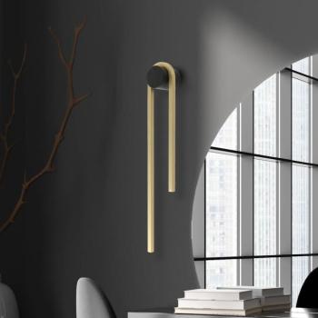 LED fali lámpa 23107, magasság 60 cm, fekete/arany színű kép