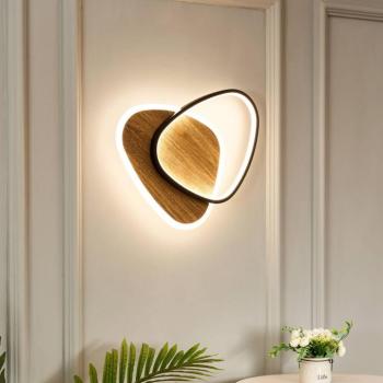 LED fali lámpa Ovest, világos fa, hossza 45 cm, fa, CCT kép