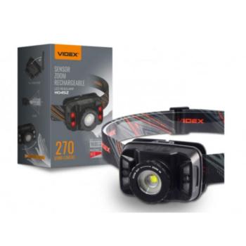 Led fejlámpa , tölthető , dimmelhető , mozgásérzékelős , billenthető , fókuszálható , 5 világítási mód , természetes fehér , USB , IP65 , VIDEX kép