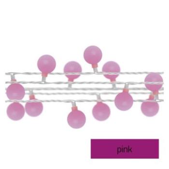 LED fényfüzér, cseresznye – golyók 2,5 cm, 4 m, kültéri és beltéri, rózsaszínű, időzítő kép