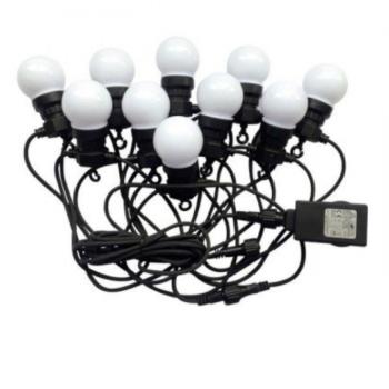 Led fényfüzér , kültéri , E27 , 10 db x 0.5W , 5 m , hideg fehér , IP44 kép