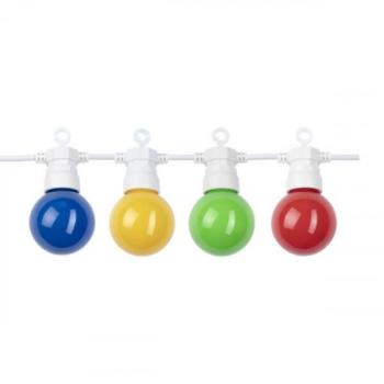 Led fényfüzér , kültéri , E27 , 20 db x 0.5W , 13 m , RGB , fehér , IP65 kép