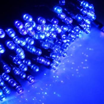 Led fényfüzér , kültéri , napelemes , 100 LED , 5 m , kék , IP44 kép