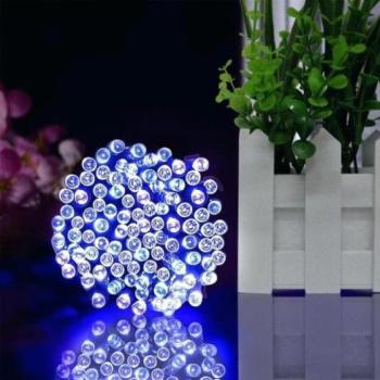 Led fényfüzér , kültéri , napelemes , 50 LED , 5 m , hideg fehér , IP44 kép