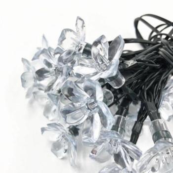 Led fényfüzér , kültéri , napelemes , cseresznyevirág , 50 db , 5 m , lila kép