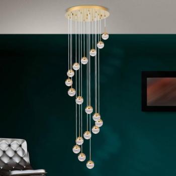 LED függő lámpa Ball 18-izzós, arany / krém kép