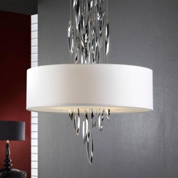 LED függő lámpa Domo, textil és króm kép