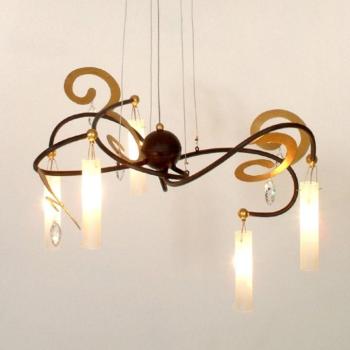 LED függő lámpa Kaszinó, 5-izzós, arany díszítés kép