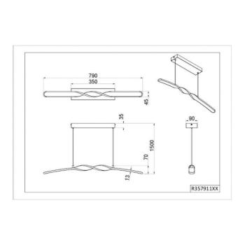 LED függő világítás Ginko, homok, fém, hossz 79 cm kép
