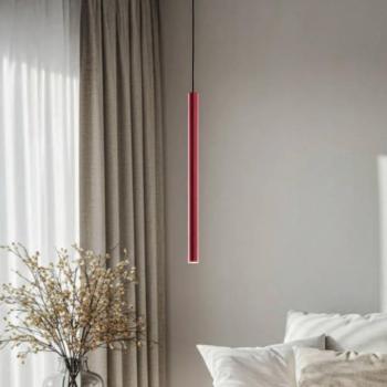 LED függő világítás Rulo, piros, Ø 3,2 cm, acél, 3000 K kép