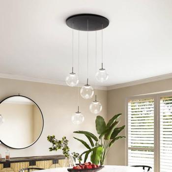 LED függőlámpa Ariel, 5 lámpás, kerek, fokozatmentes dimmer, CCT kép